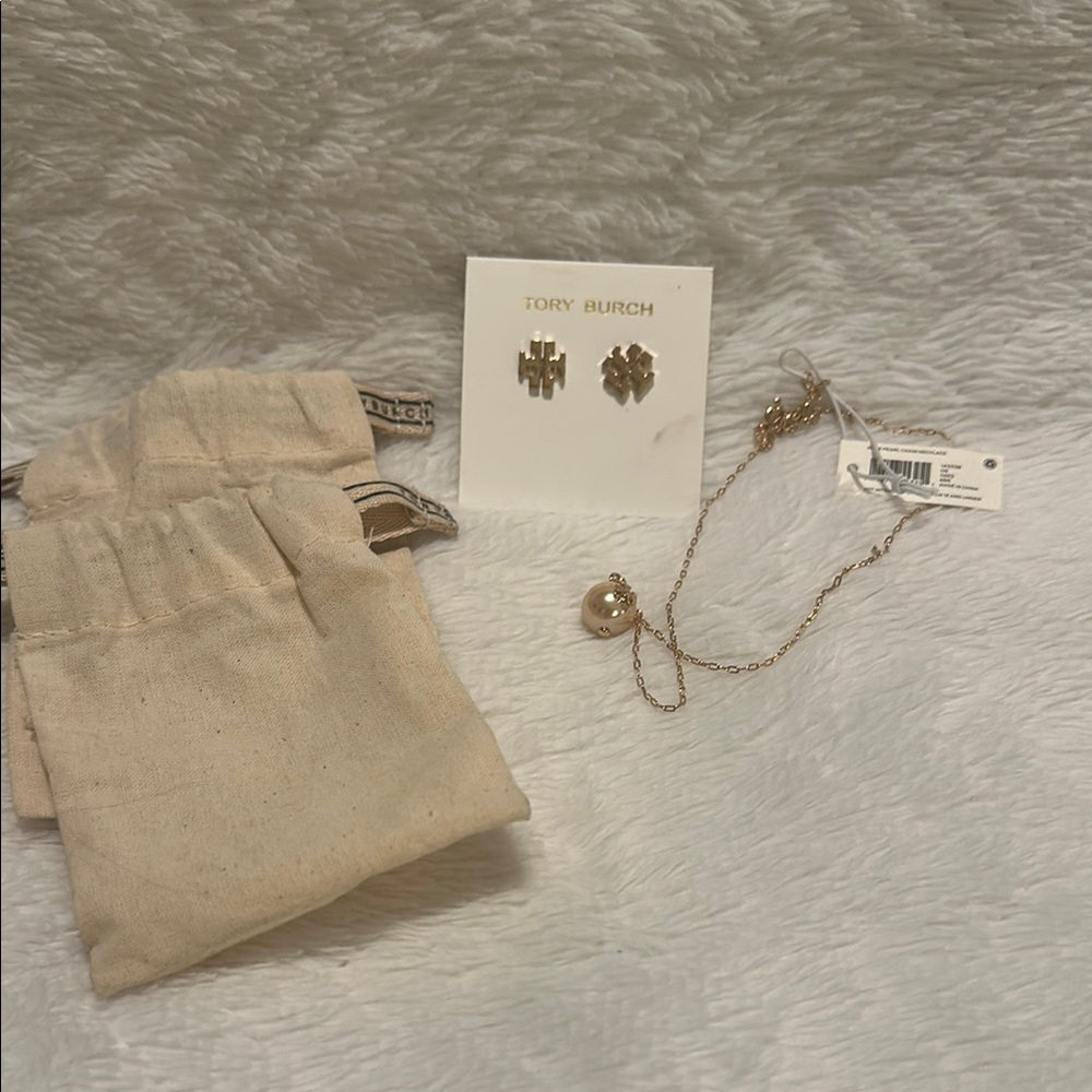 Tory Burch Gold Earrings and Necklace Set